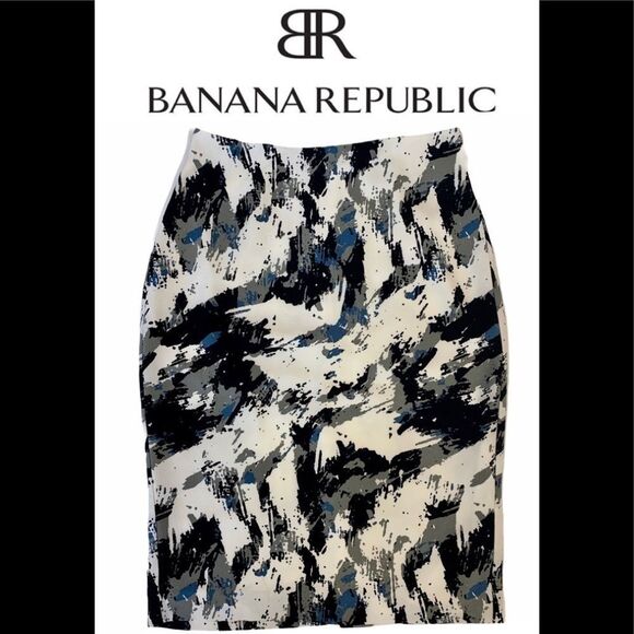 Banana Republic abstract printed crepe pencil skirt professional business career - Picture 1 of 14